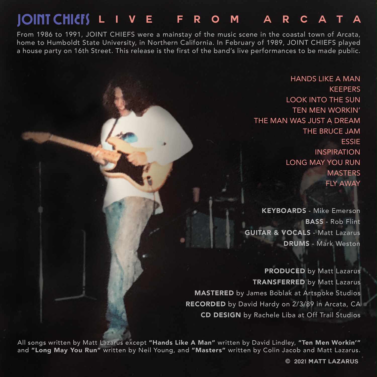 Back cover of Joint Chiefs – Live from Arcata